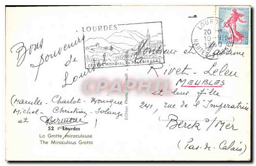 CPA Lourdes La Grotte miraculeuse  — Verso