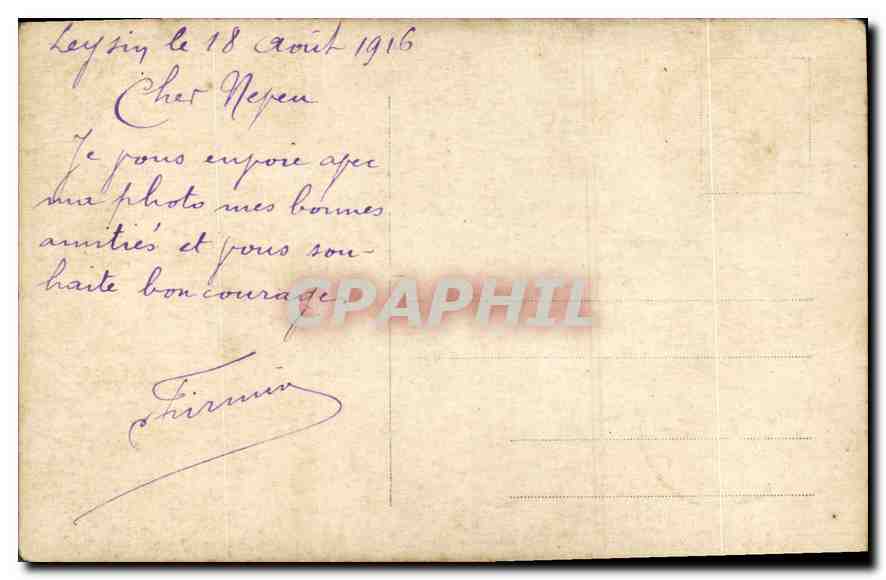 CARTE PHOTO Soldat Militaria — Verso