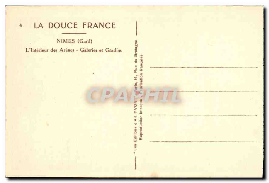 Nîmes (Gard) — L'Intérieur des Arènes - Galeries et Gradins — Éditions d'Art YVON — Reverso
