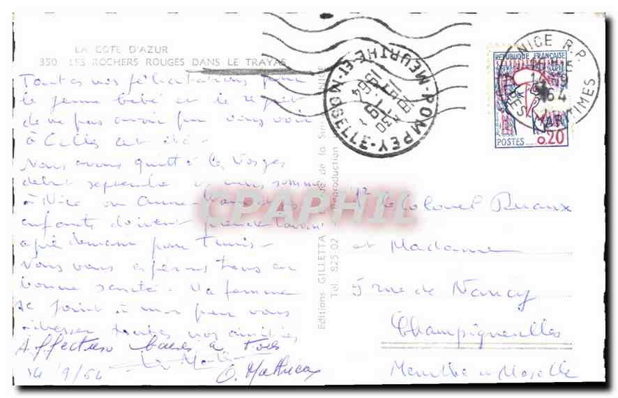 Les Rochers Rouges dans le Trayas — Éditions Gilletta, n° 925-02 — Verso