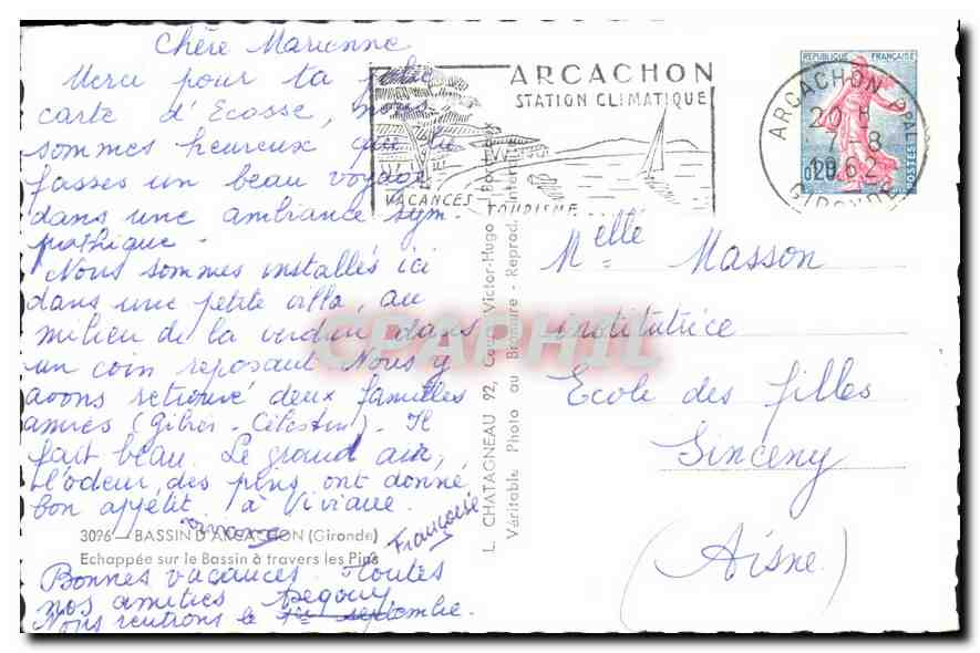 CPA Bassin d'Arcachon Gironde Echappee sur le Bassin a travers les Pins  — Rückseite
