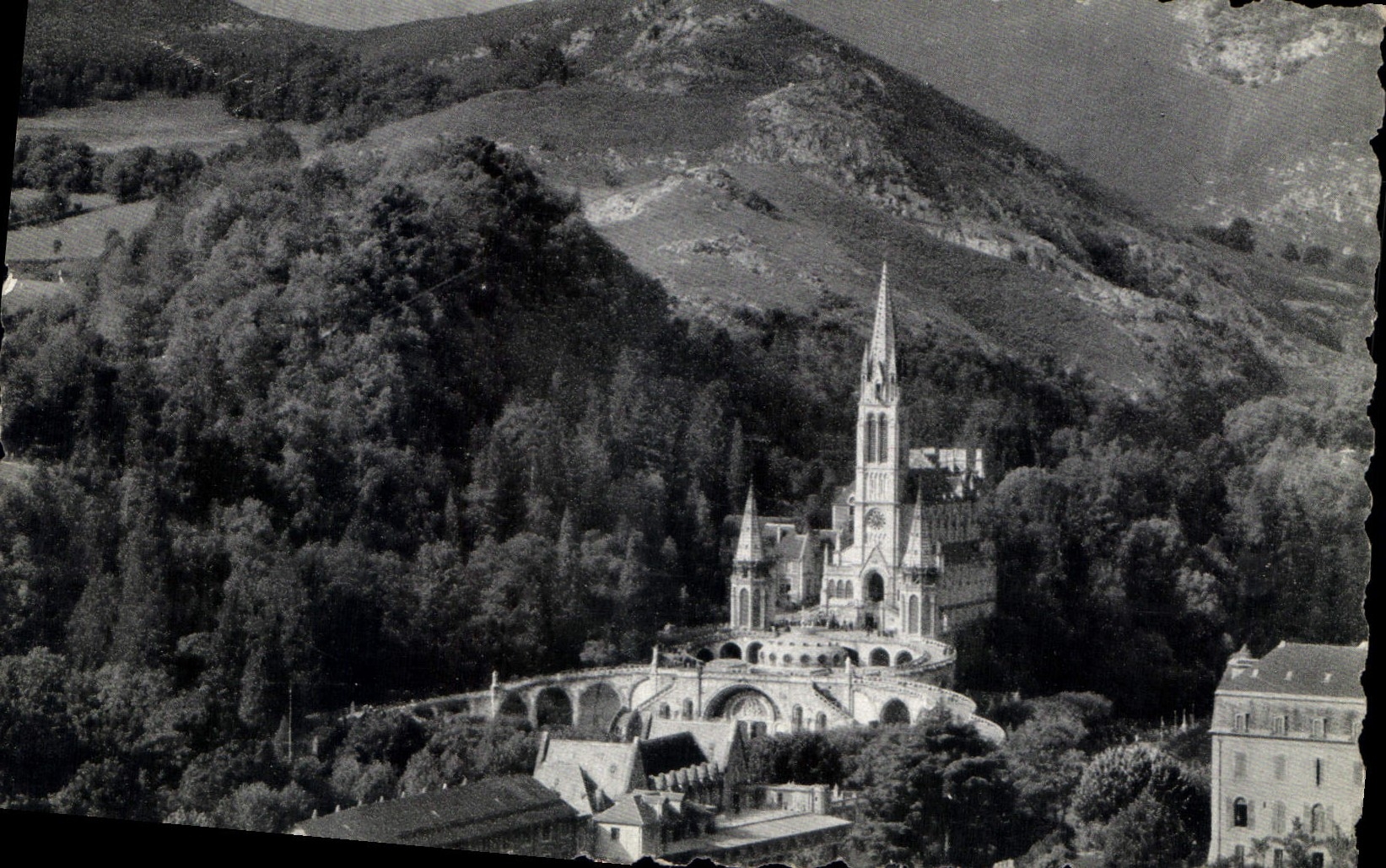 CPA Lourdes La Basilique vue plongeante 