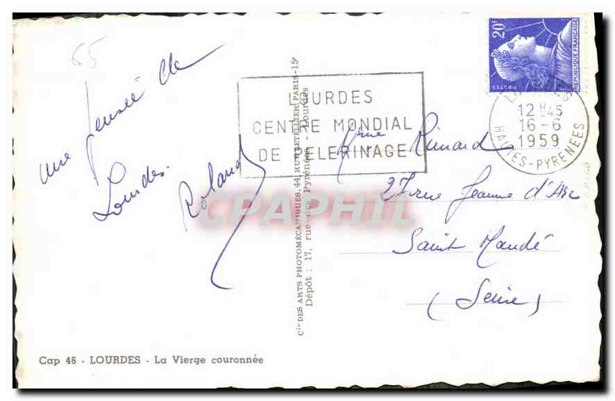 CPA Lourdes La Vierge couronnee  — Verso