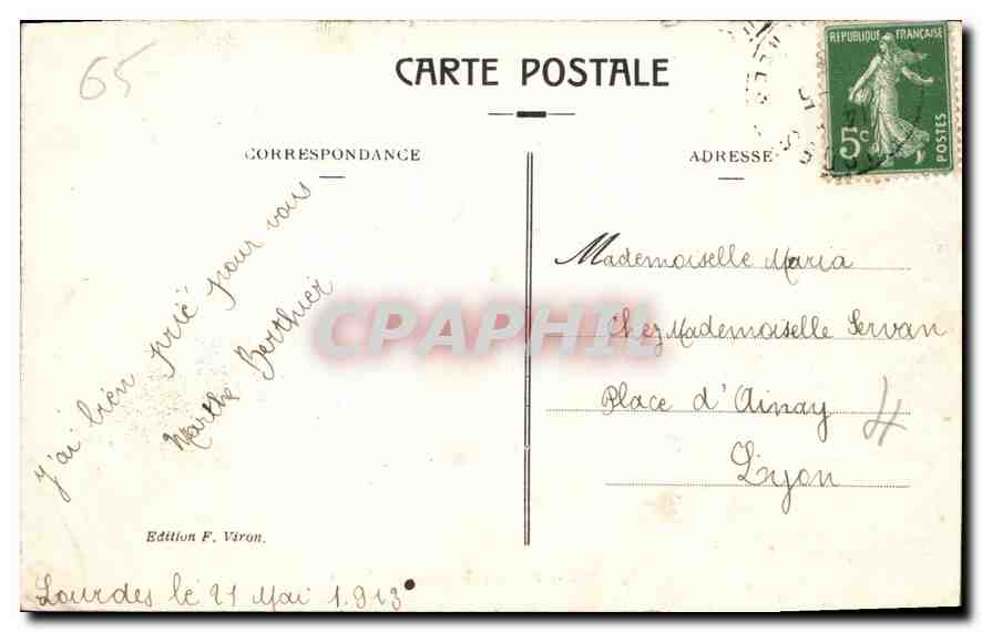 CPA Lourdes Vierge Couronnee et Chateau  — Rückseite
