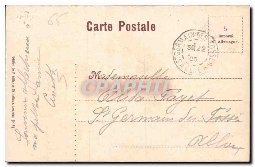 CPA Les Sanctuaires de Lourdes  — Verso
