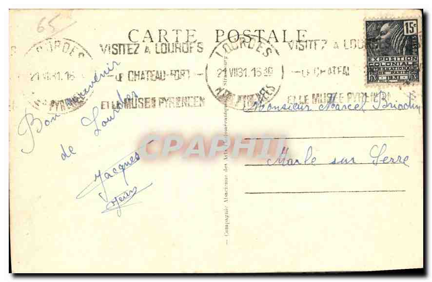 CPA Lourdes La Grotte  — Verso
