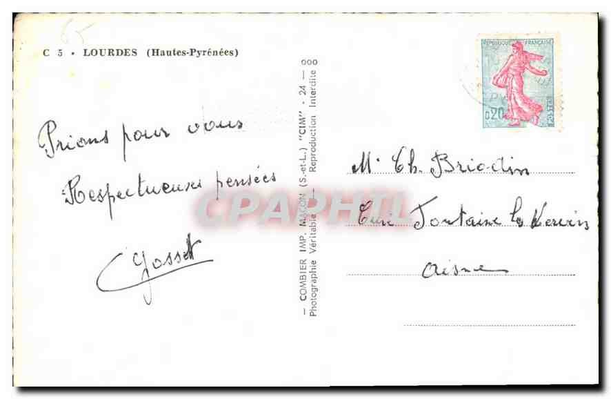 CPA Lourdes Hautes Pyrenees  — Verso