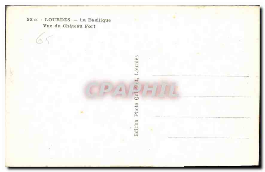 CPA Lourdes La Basilique Vue du Chateau Fort  — Verso