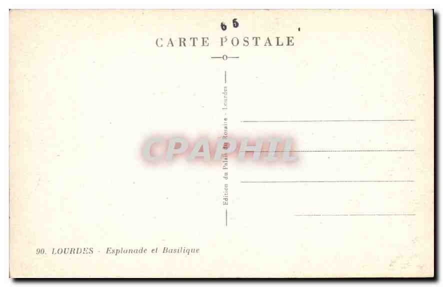 CPA Lourdes Esplanade et Basilique  — Verso