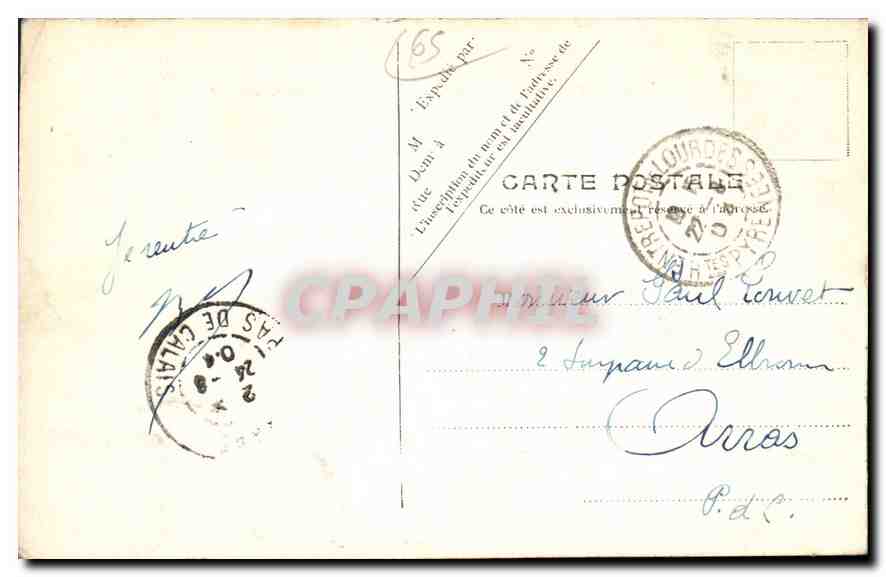 CPA Lourdes la Basilique et le Gave  — Verso