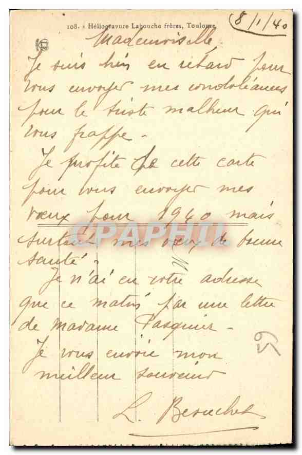 Cauterets-Gavarnie — Oulettes de Gaube et précipice nord du Vignemale (3399 m.) — Héliogravure Labouche frères, n° (17) — Reverso