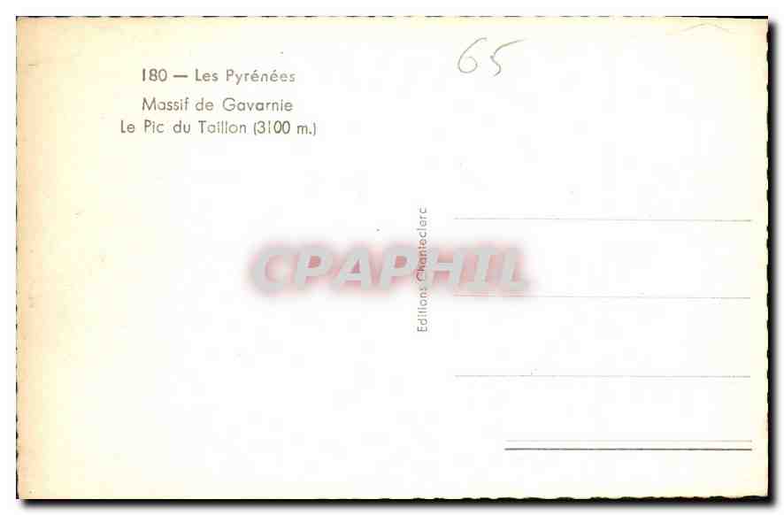 Le Pic du Taillon — Massif de Gavarnie (3100 m) — Éditions Chanteclerc — Rückseite