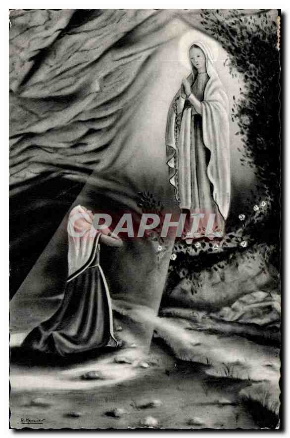 CPA Lourdes l'apparition de Notre Dame de Lourdes Saint Bernadette 