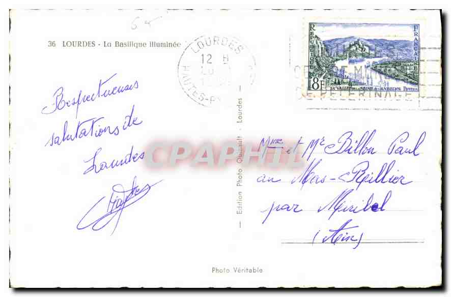 CPA Lourdes la Basilique Illuminee  — Verso