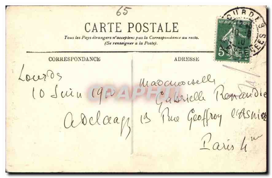 CPA Lourdes la Vierge couronne  — Verso