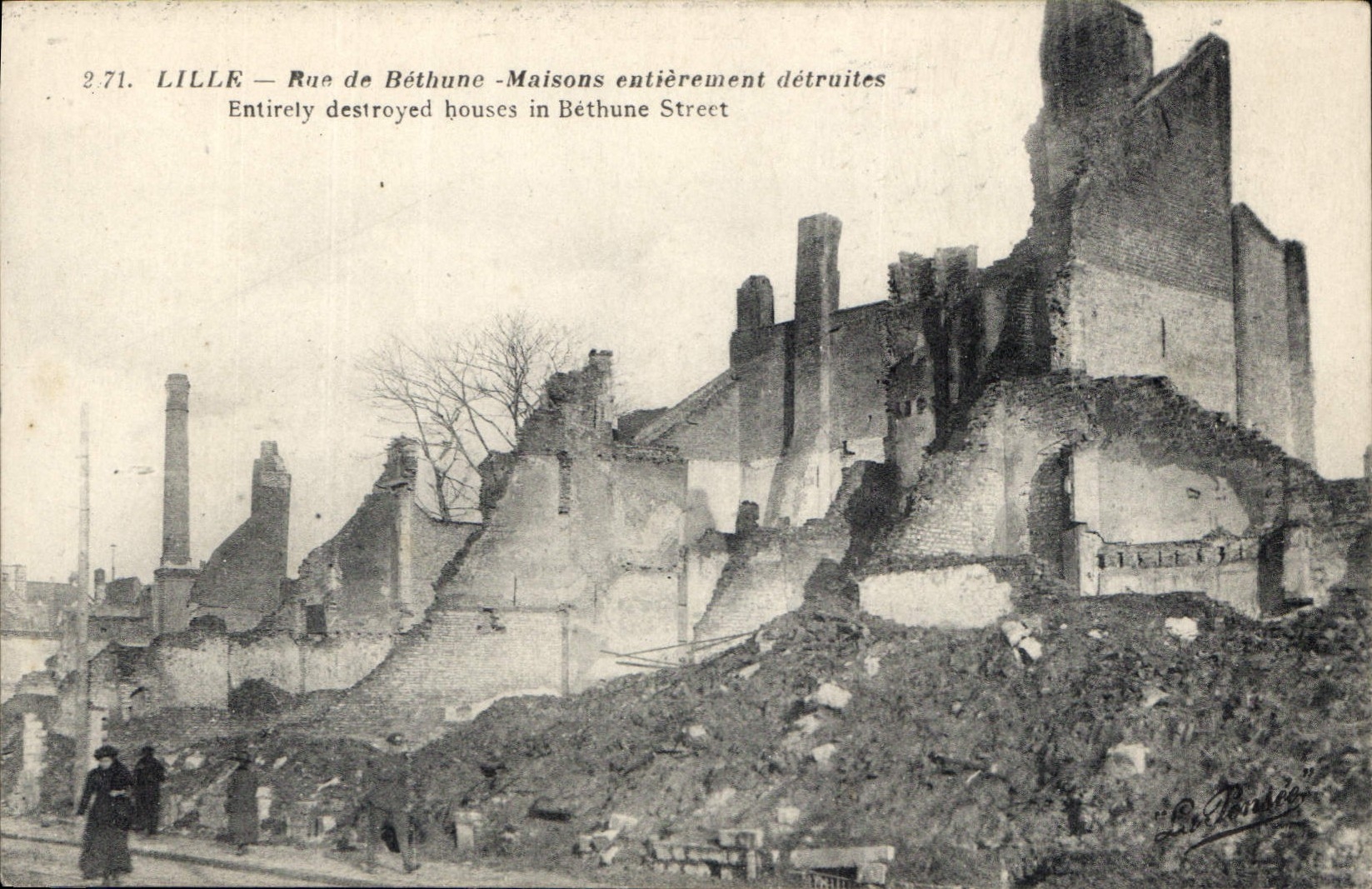 CPA Lille rue de Bethune maisons entierement detruites 