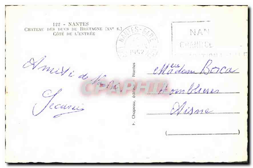 CPA Nantes Chateau des Ducs de Bretagne XV S Cote de l'entree  — Verso