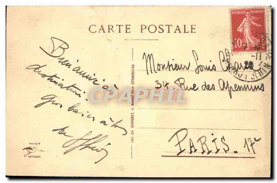 CPA Colmar Fontaine Schwendi  — Rückseite