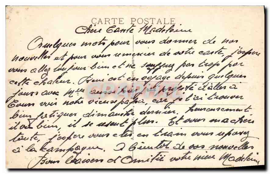 CPA Chinon I et L Ruines du Chateau bati par Thibault le Vieil comte de Blois vers 914  — Rückseite