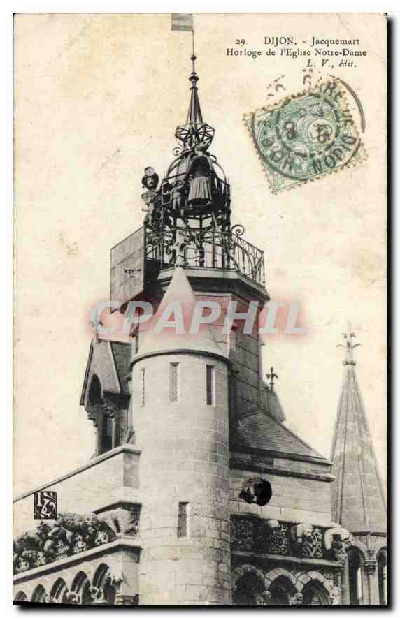 CPA Dijon Jacquemart Horloge de l'Eglise Notre Dame 