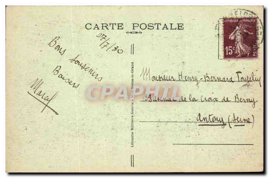 Camp de Chalons — Une partie des Baraquements militaires — Vue prise en avion — Verso