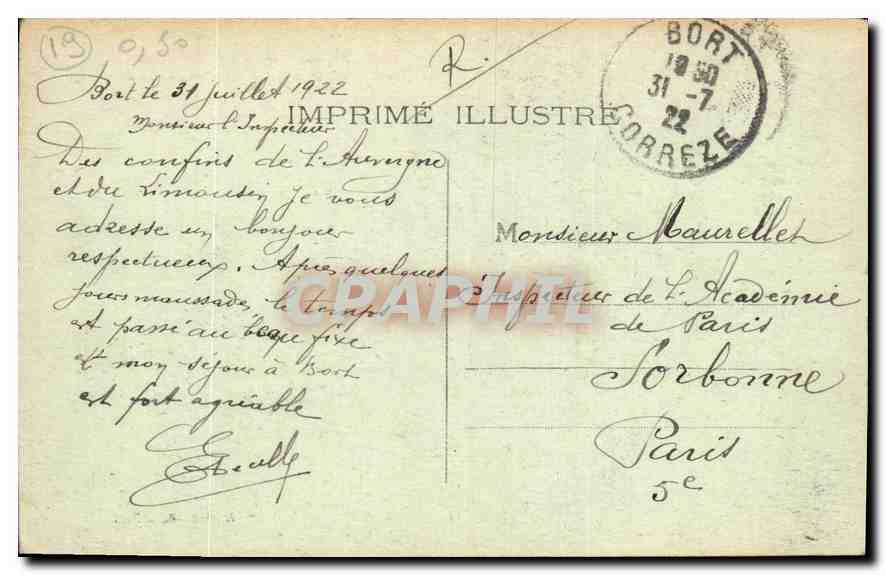 CPA Correze Bort les Orgues  — Back