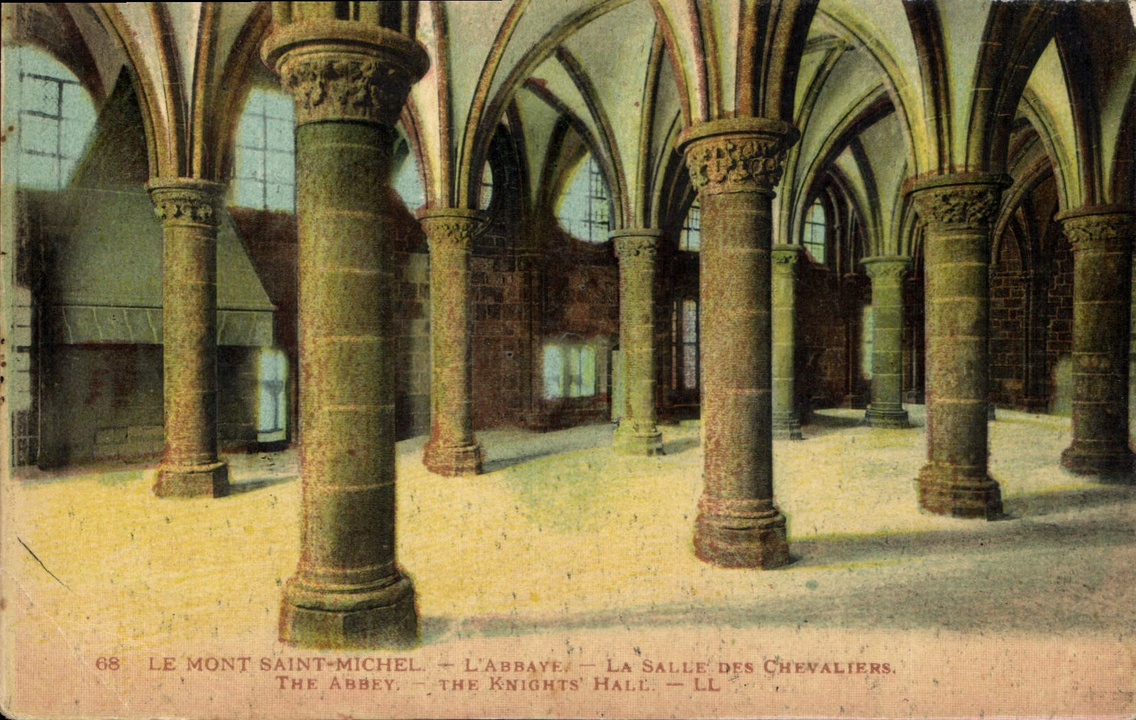 Le Mont Saint-Michel — L'Abbaye — La Salle des Chevaliers — éditeur Lévy et Neubrun Réunis, n° 68