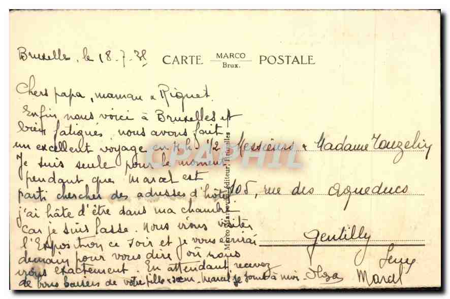 CPA Bruxelles Arcade du Cinquantenaire  — Verso