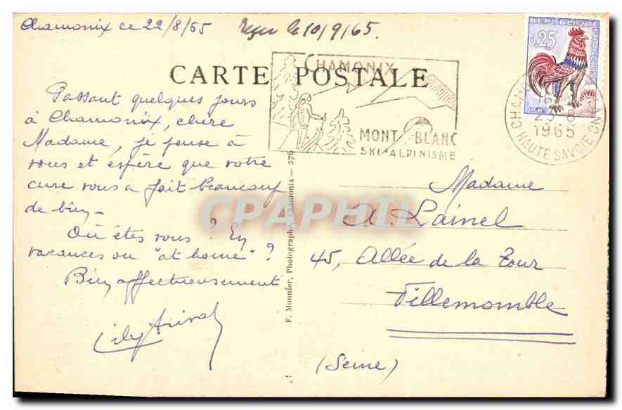CPA Les Bossons et le Mont Blanc  — Verso