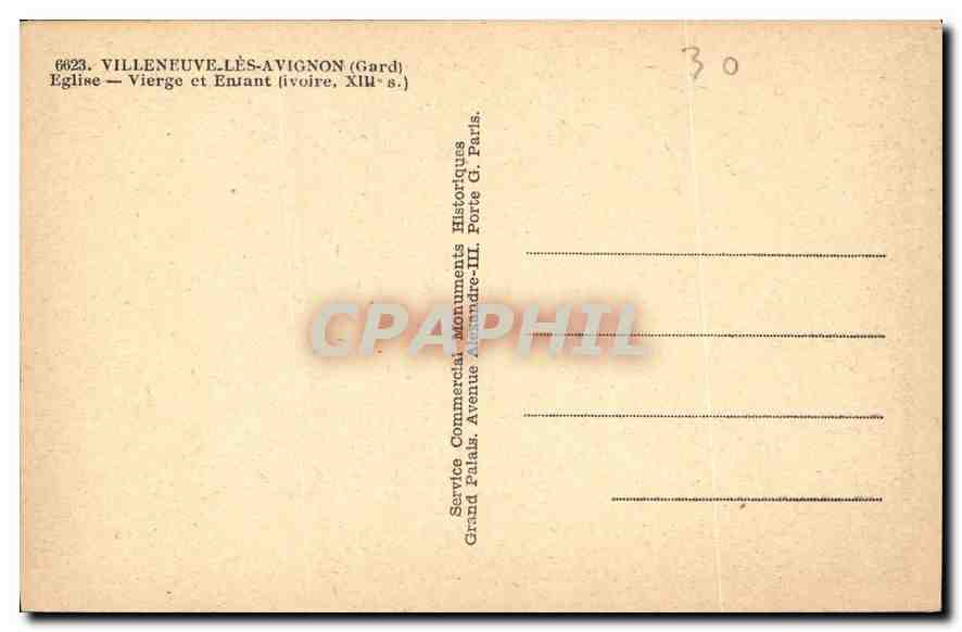 CPA Villeneuve les Avignon Gard Eglise Vierge et enfant ivoire XIII S  — Verso