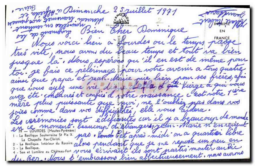 CPA Lourdes Hautes Pyrenees la Basilique Souterraine St Pie X la Chapelle Pax Christi la Basilique I — Verso