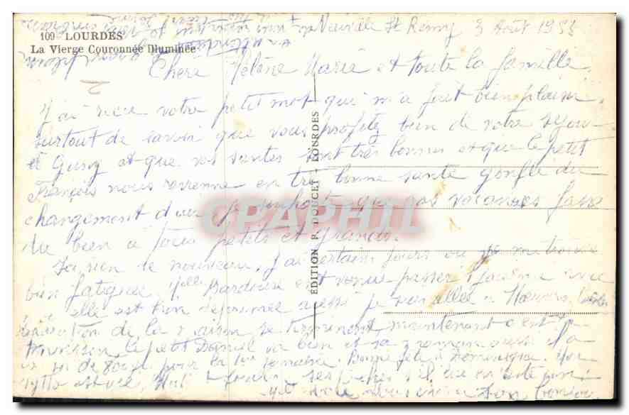 CPA Lourdes la Vierge Couronne Illuminee  — Verso