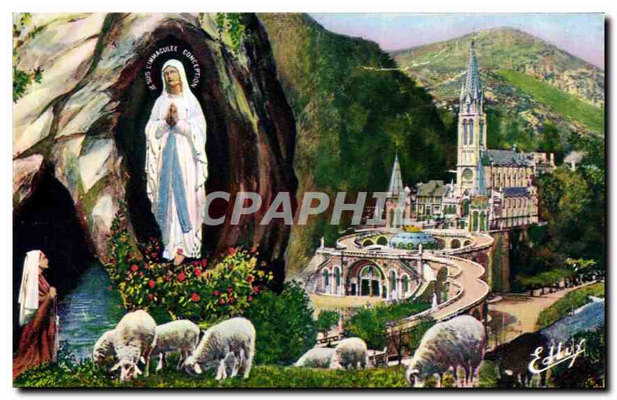 CPA Lourdes la Basilique et l'Apparition 
