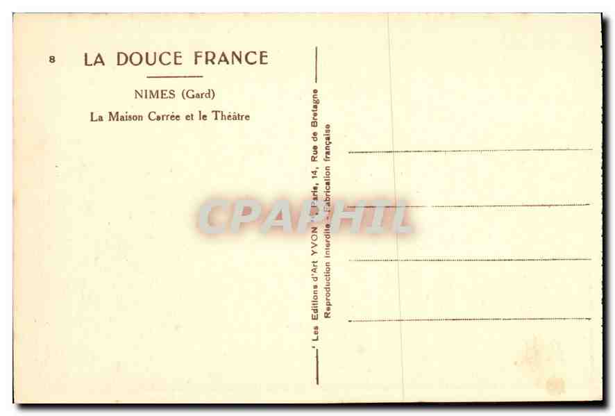 CPA Nimes Gard la Maison Carree et le Theatre  — Rückseite