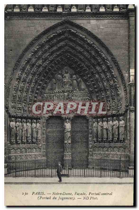 CPA Paris Notre Dame Facade Portail central Portail du Jugement 