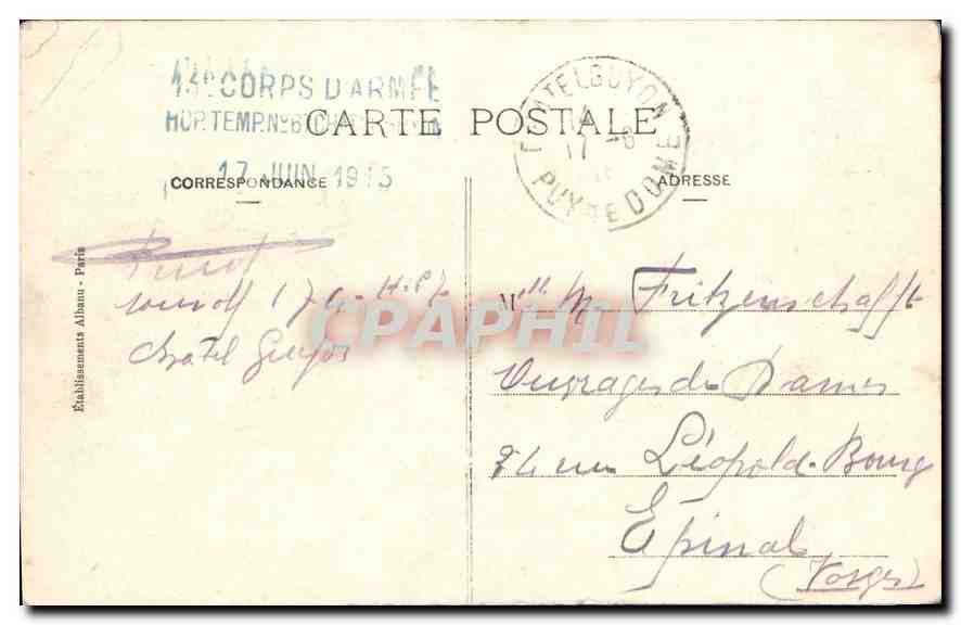 CPA Chatel Guyon l'Etablissement Thermal Continental Mont Challusset et International Hotels  — Rückseite