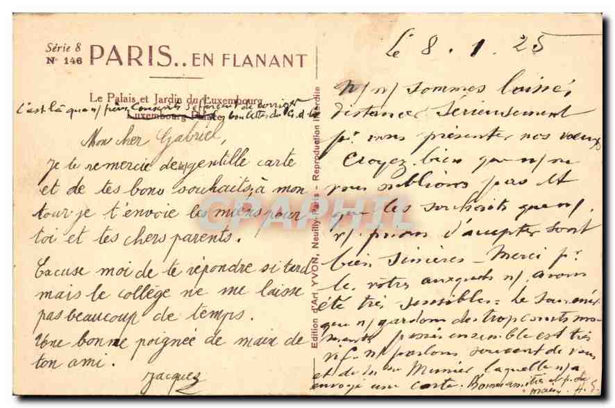 CPA Paris en Flanant le Palais et Jardin du Luxembourg  — Rückseite