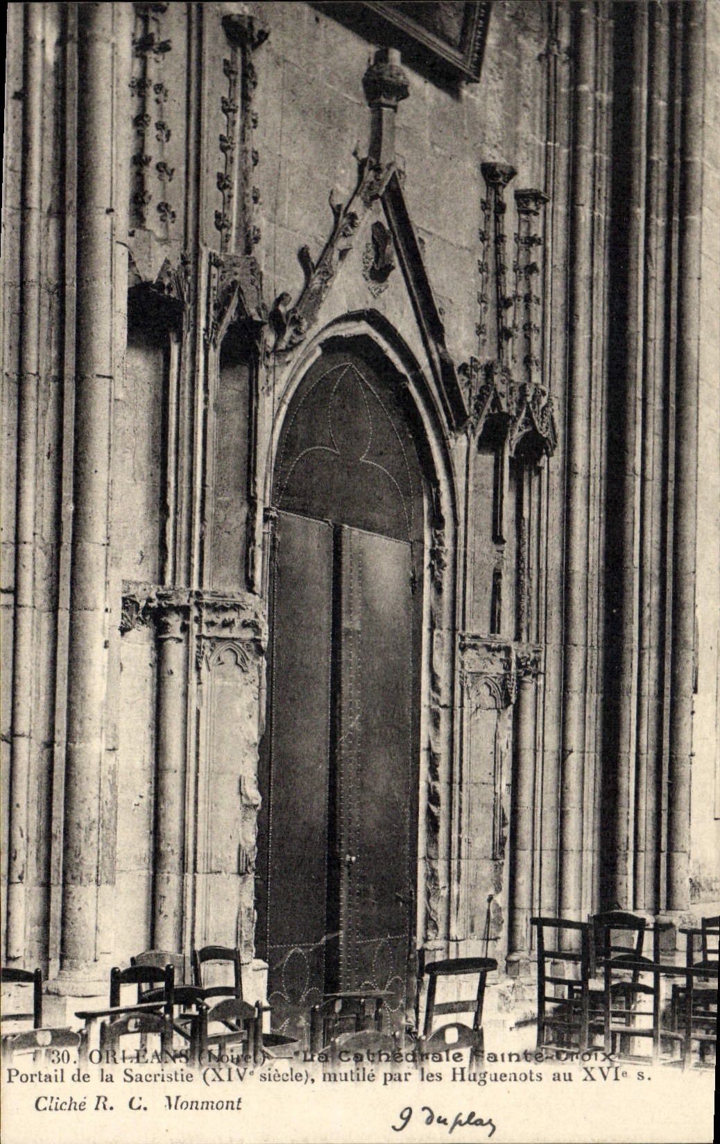CPA Orleans la Cathedrale Sainte Croix Portail de la Sacrisrie XIV siecle 