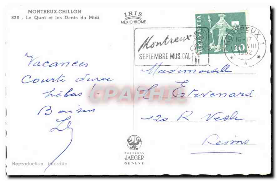 CPA Montreux Chilon le Quai et les Dents du Midi  — Rückseite