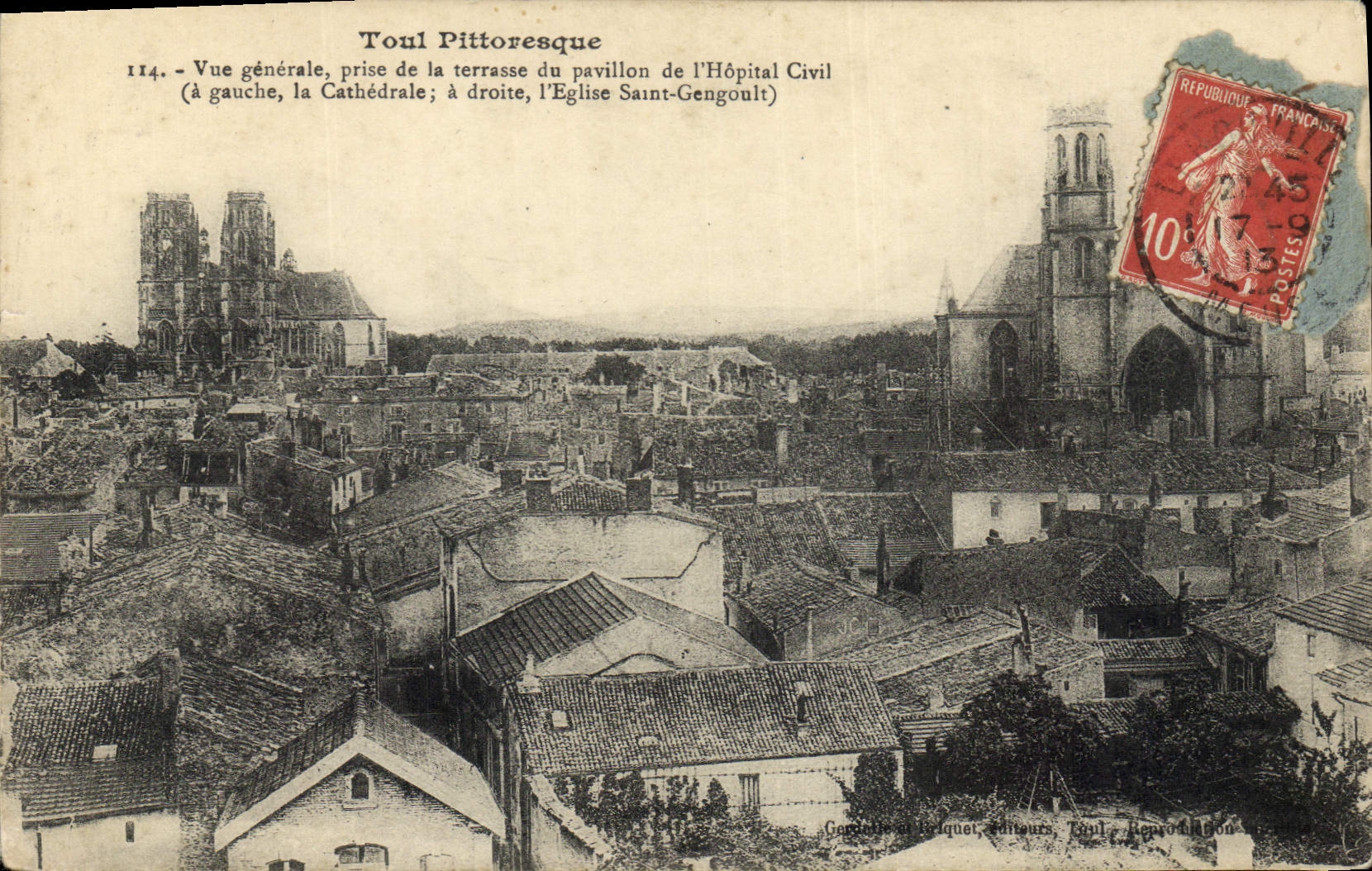 CPA Toul Pittoresque vue generale prise de la terrasse du Pavillon de l'hopital Civil a gauche la Ca