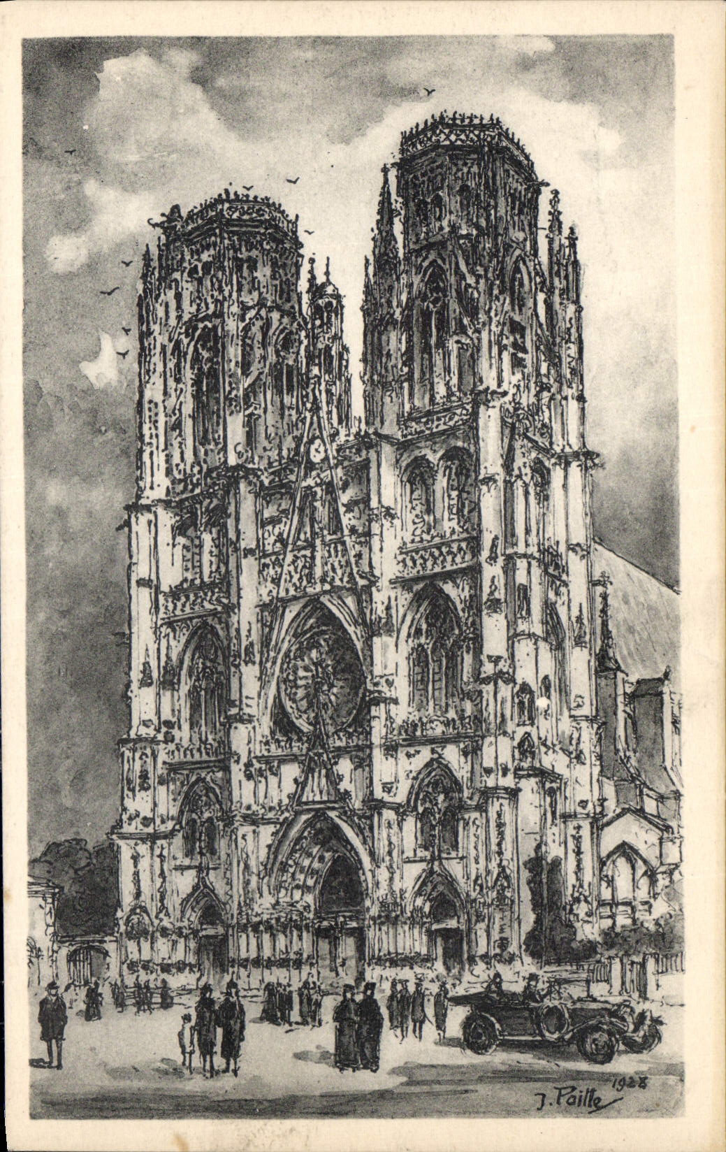 Le Vieux TOUL Pittoresque — Façade de la Cathédrale — J. Paillo, 1928