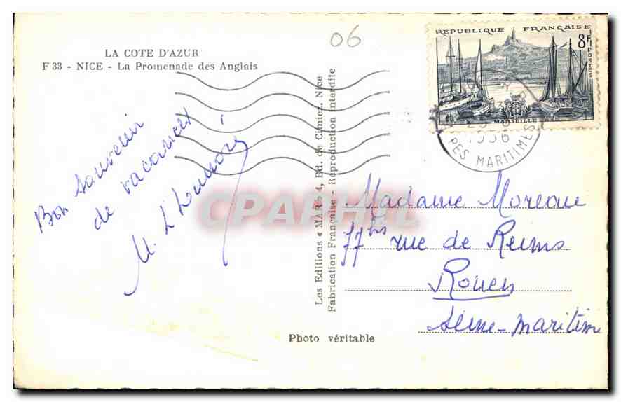 CPA La Cote d'Azur Nice la Promenade des Anglais  — Rückseite