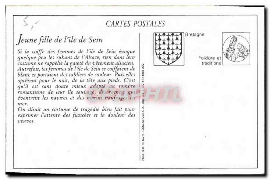 REPRO Pensive Jeune fille de l'Ille de Sein  — Rückseite