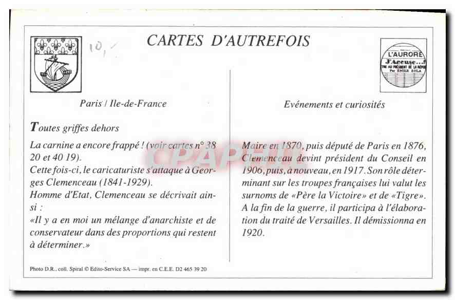 REPRO La Carnine Lefrancq Preside Docteur Georges Clemenceau — Rückseite