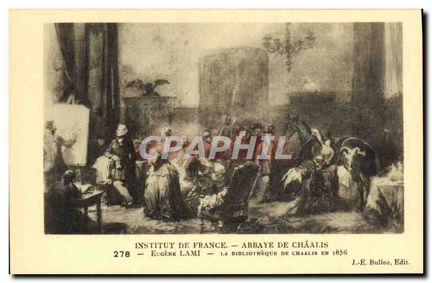 CPA Institut de France Abbaye de Chaalis Eugene Lami la Bibliotheque de Chaalis en 1856 