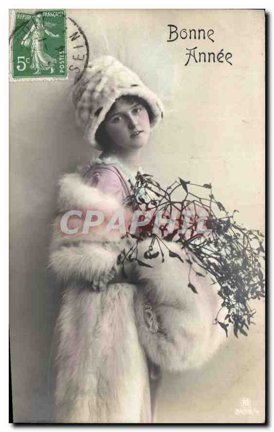 CPA Bonne Annee Femme