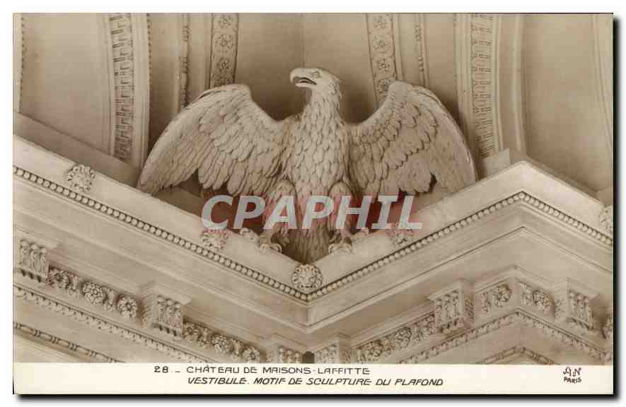 Château de Maisons-Laffitte — Vestibule, motif de sculpture du plafond — A.N. Paris, n°28