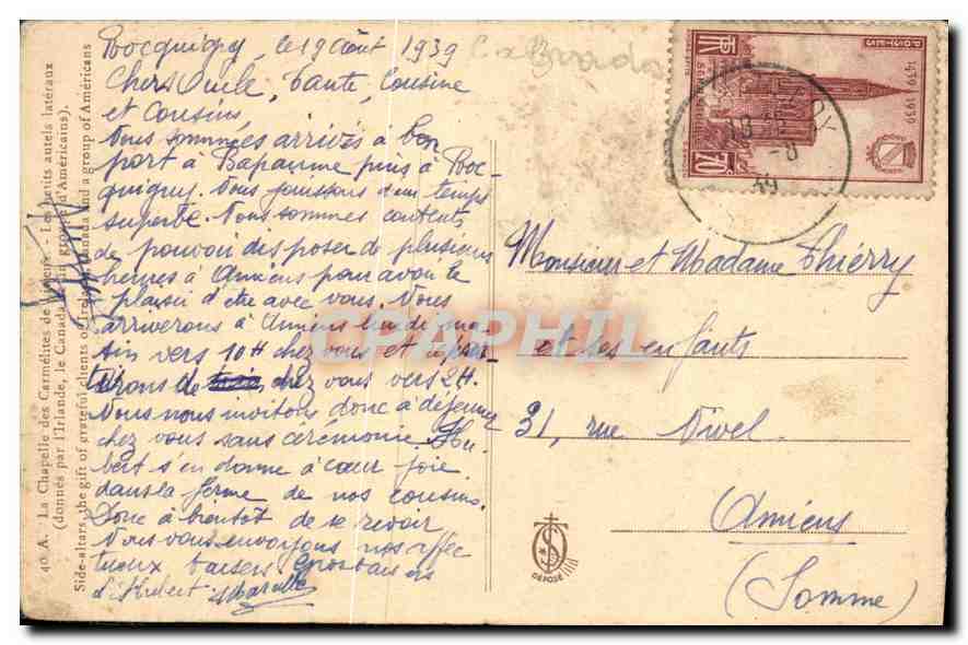 CPA La Chapelle des Carmelites de Lisieux — Verso