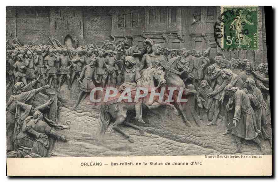 CPA Orleans Bas relief de la Statue de Jeanne d'Arc 
