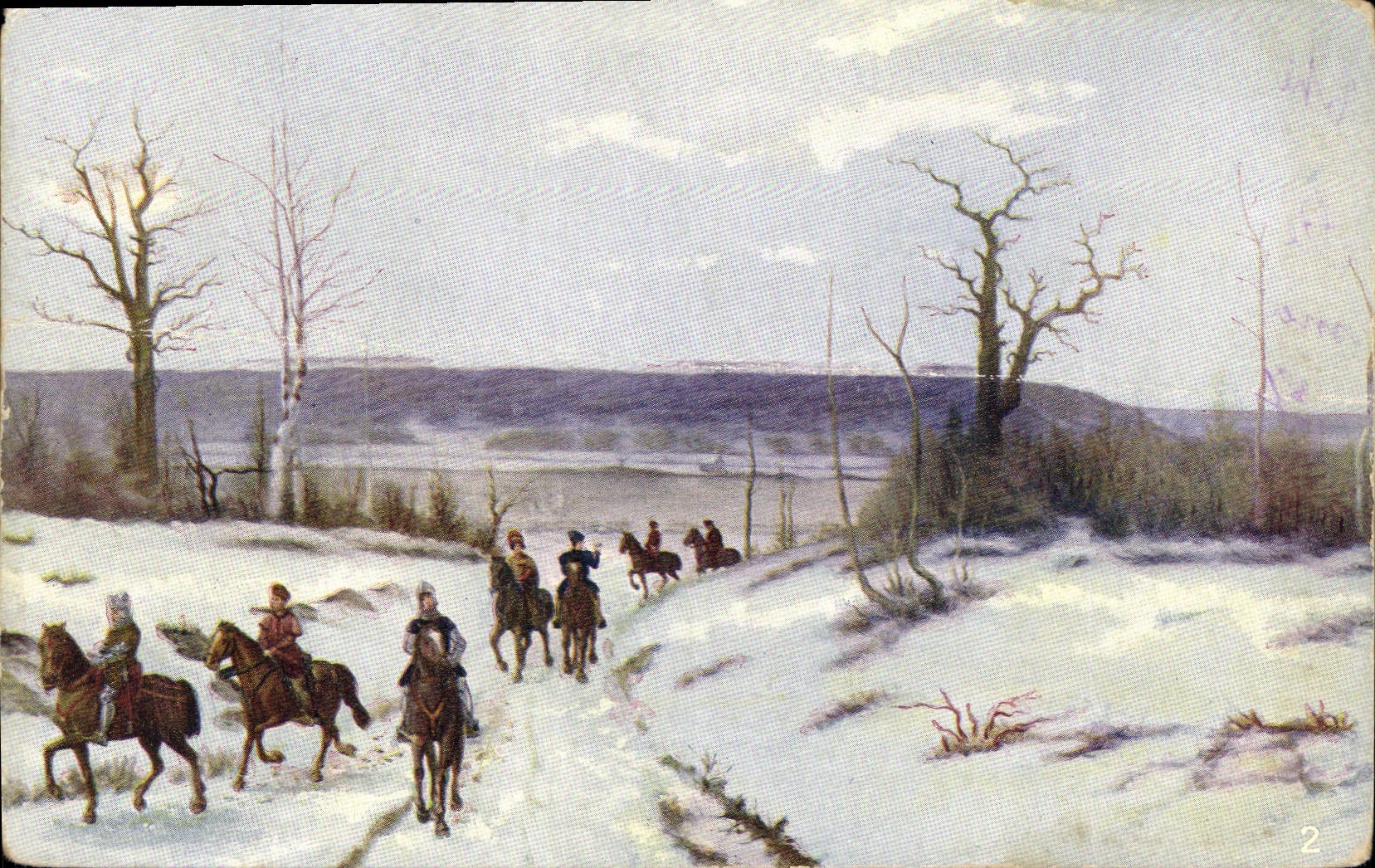 CPA Tableau Jeanne accompagnee de six hommes d'armes part de Veaucouleurs pour se rende a Chinon res